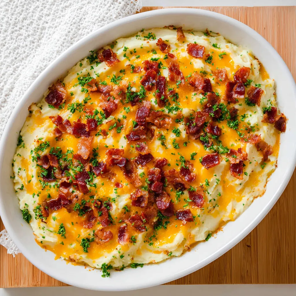 Loaded Mashed Potato Casserole with and Cheese