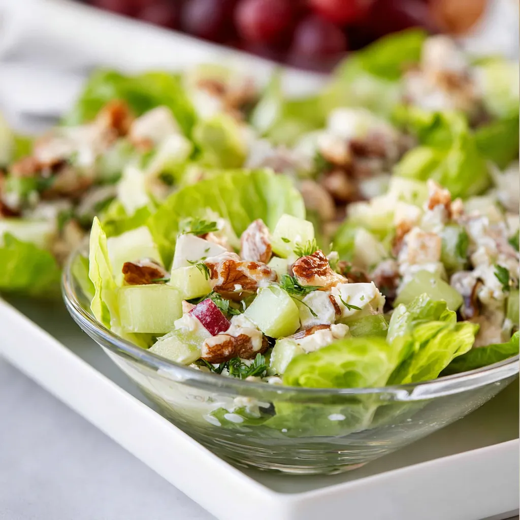 Waldorf salad recipe served in fresh lettuce cups as an appetizer
